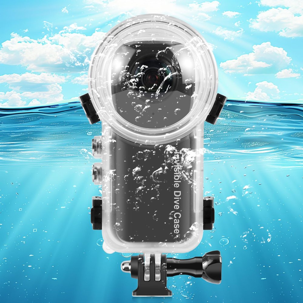 PULUZ 164ft / 50m Waterproof Diving Case for Insta360 X4 Invisible Dive Case Underwater Sealed Case 5H Hardness 95% Transmittance 360-degree Invisibility Protective Shell with Bracket Accessories