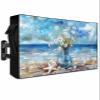 Lsrtoss Outdoor TV Cover 30-32 Inch Weatherproof, Spring Floral Outdoor TV Enclosure with Zipper & Roll Up Front Flap, Coastal Blue Oil Painting Botanical Daisy Waterproof TV Covers for Outside view 1