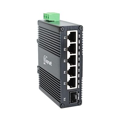 90~250V AC Input Industrial 6 Ports Gigabit Ethernet Switch 5 Port RJ45 10/100/1000Mbps Din Rail Mount Network Switch with SFP Slot Copper to Fiber Switch