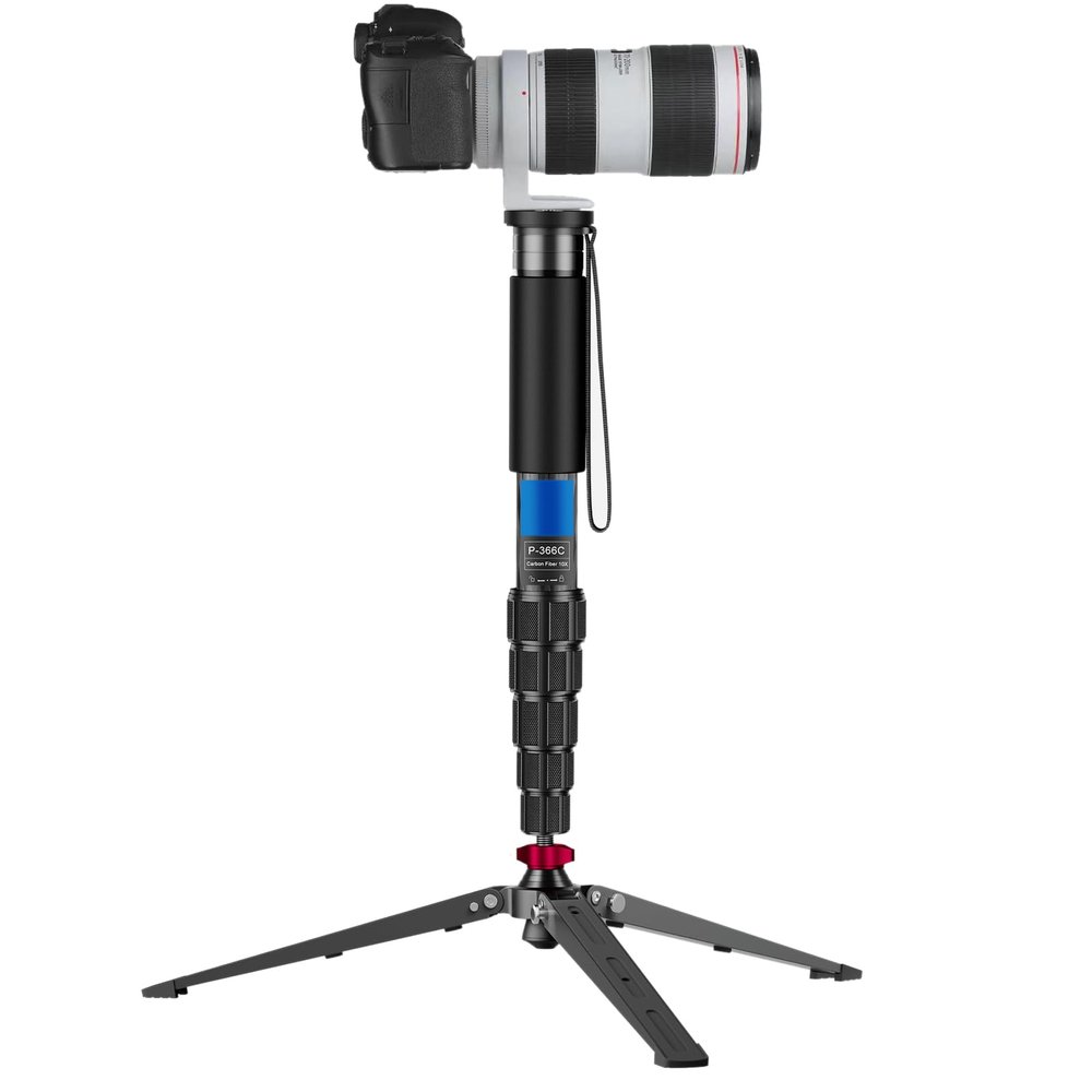 Carbon Fiber Camera Monopod, 6 Section Telescopic Camera Monopod, Anti Slip, Quick to Use with Soft Foam Handle for DSLR Photography, Live Streaming