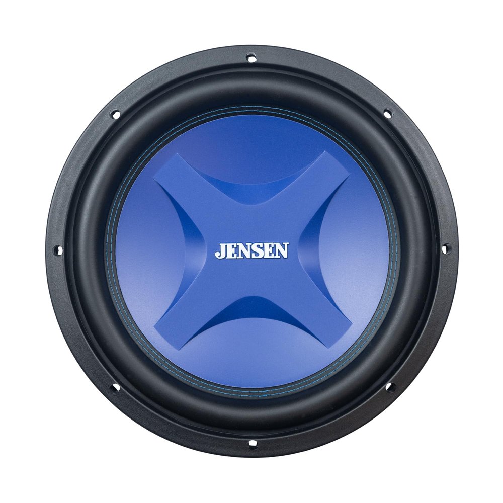 Jensen J4W12 12-Inch Subwoofer | 1,200 Watts Peak Power | Blue Woofer Cone with Double Stitched Rubber Surround