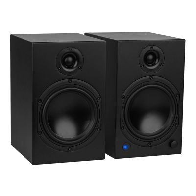 Dayton Audio M6 6-1/2" Powered Desktop Speakers with Bluetooth and USB DAC | Remote Included | 150W Peak Power | Pair (Black, 6.5in)