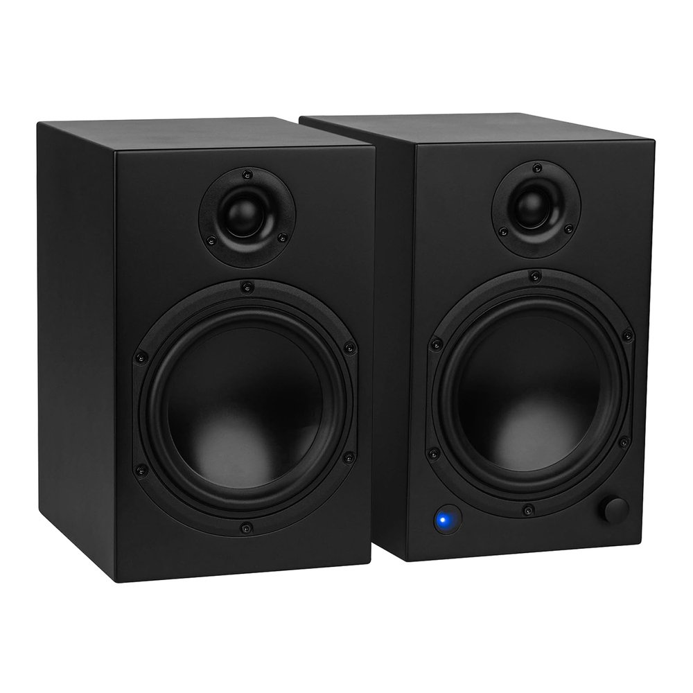 Dayton Audio M6 6-1/2" Powered Desktop Speakers with Bluetooth and USB DAC | Remote Included | 150W Peak Power | Pair (Black, 6.5in)