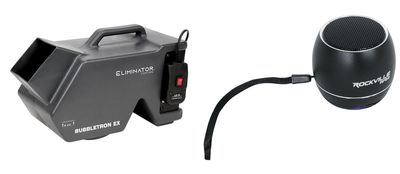 Audiosavings Bundle: Eliminator American DJ BUBBLETRON EX Bubble Machine Bundle with Rockville RPB2-BLACK Handheld Wireless Portable Bluetooth Speaker Great Sound (2 Items)