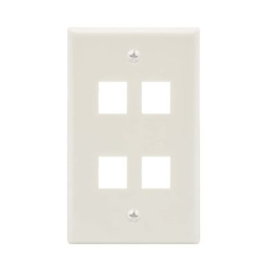 AEONS 4-Port Keystone Jack Wall Plate Smooth Face 10-Pack, Low Profile Ethernet Wall Plate Single Gang Wall Plates for Keystone Jack, White