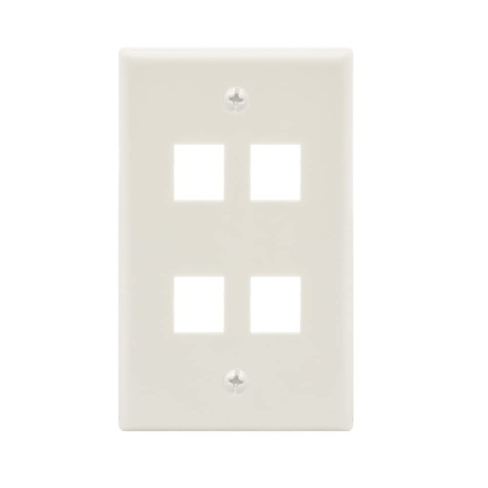 AEONS 4-Port Keystone Jack Wall Plate Smooth Face 10-Pack, Low Profile Ethernet Wall Plate Single Gang Wall Plates for Keystone Jack, White