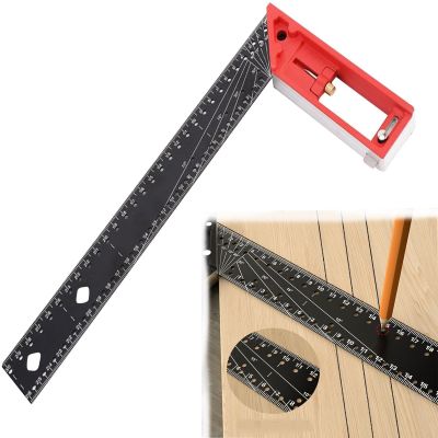 Stainless Steel Squares, 2024 New Multi-Angle Measuring Ruler, 12 Inch Escuadras De Carpintero, 45/90 Degree Multifunctional Gauge Right Angle Ruler for Precise Measuring, Drawing (Red)