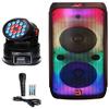 MR DJ USA FLAME4200 10" X 2 Rechargeable Portable Bluetooth Karaoke Speaker with Party Flame Lights Microphone TWS USB FM Radio + 18-LED Moving Head DJ Light view 1