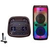 MR DJ USA FLAME4200 10" X 2 Rechargeable Portable Bluetooth Karaoke Speaker with Party Flame Lights Microphone TWS USB FM Radio + 18-LED Moving Head DJ Light view 3