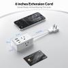 NTONPOWER Short Extension Cord 6 inch,Flat Outlet Extender with 3 AC Outlets 3 USB (1 USB-C) Mini Extension Cord Flat Wall Plug for Home Office view 3