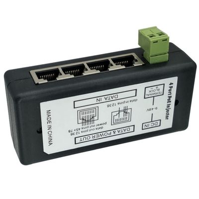 GZSHUNLI 1 Piece 4 Port POE Injector Four-Port Centralized POE Supply Box CCTV Surveillance IP Cameras Over Ethernet, Black, 500318112