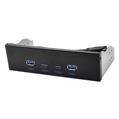 GZSHUNLI USB3.2 Type-C Optical Drive Panel Black Optical Drive Panel 2X USB GEN2+2X Type-C 3.5-Inch 5.25-Inch HUB 19PIN to C-Port Front Back Plug, 500348691