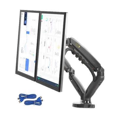AVXANKTG F160 Gas Spring Desktop 17"-27" Dual Monitor Stand Arm with 2 USB3.0 Monitor Mounting Brackets, Each Arm Load 2-9kg(Color:2019 F160NU3)