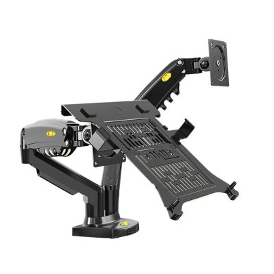 AVXANKTG Desktop F160 + FP-2 Gas Spring arms for 17"-27" Monitor Stand + 10"-17" Laptop Stand air Pressure mounting Bracket Load 2-9kg(Color:Black No USB)