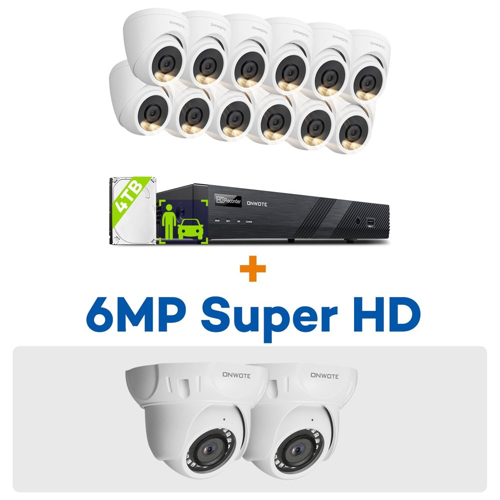 ONWOTE 16 Channel 12MP NVR Security Camera System 4TB (14) Wired PoE IP Cameras