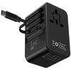 FOVAL European Travel Plug Adapter, Universal Travel Adapter with Retractable USB C Cable, All-in-one International Power Adapter for Europe Italy UK US AUS (35W) view 1