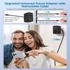 FOVAL European Travel Plug Adapter, Universal Travel Adapter with Retractable USB C Cable, All-in-one International Power Adapter for Europe Italy UK US AUS (35W) view 2