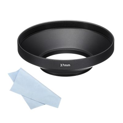PATIKIL 37mm Lens Hood, Wide Angle Matte Surface Anti-Reflective Inside Hood with Cleaning Cloth for Camera Lens, Black for Nikon, for Fujifilm, for Pentax, for Leica