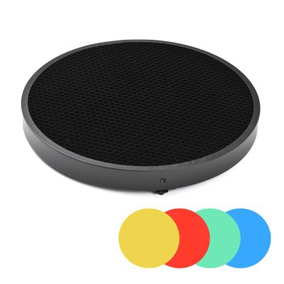 Andoer Standard Reflector Photography Diffuser, Photography Honeycomb Lamp Shade Grid 60 Degree with 4pcs Color Filters for 180mm-250mm/7.1in-9.8in Reflector Diffuser Studio Light Strobe Accessory