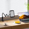 FlyCoco Gooseneck Tablet Stand Holder, [Upgraded] Mount Holder Clip with Flexible Long Arm for Bed, Compatible with iPad Pro Air/iPhone/Kindle Fire/Switch or Other 4-13" Device, Black view 2