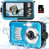 SPUNALP Underwater Camera with 32GB Card Waterproof Camera 10FT 30MP FHD 1080P Compact 16X Digital Zoom Underwater Kids Digital Camera for Snorkeling, Blue view 1