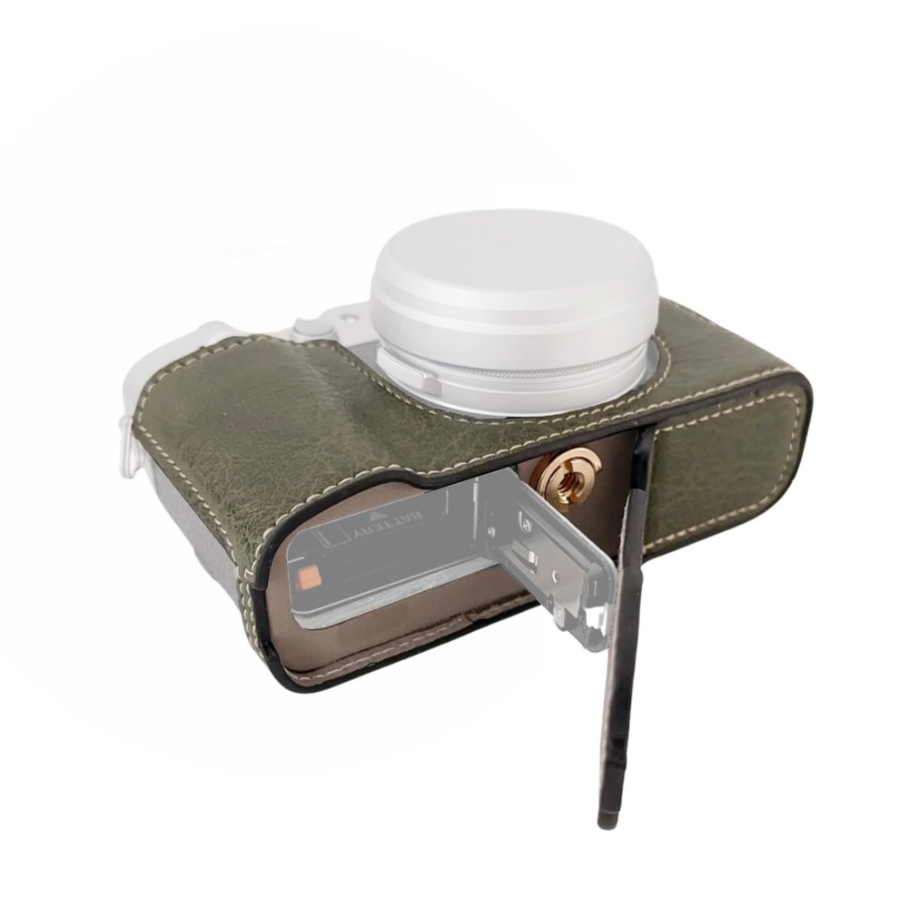 Andoer Portable Camera Case, Retro Style Camera Bag Carrying Case with Bottom Opening with Shoulder Strap for Fujifilm X100VI Camera, Green