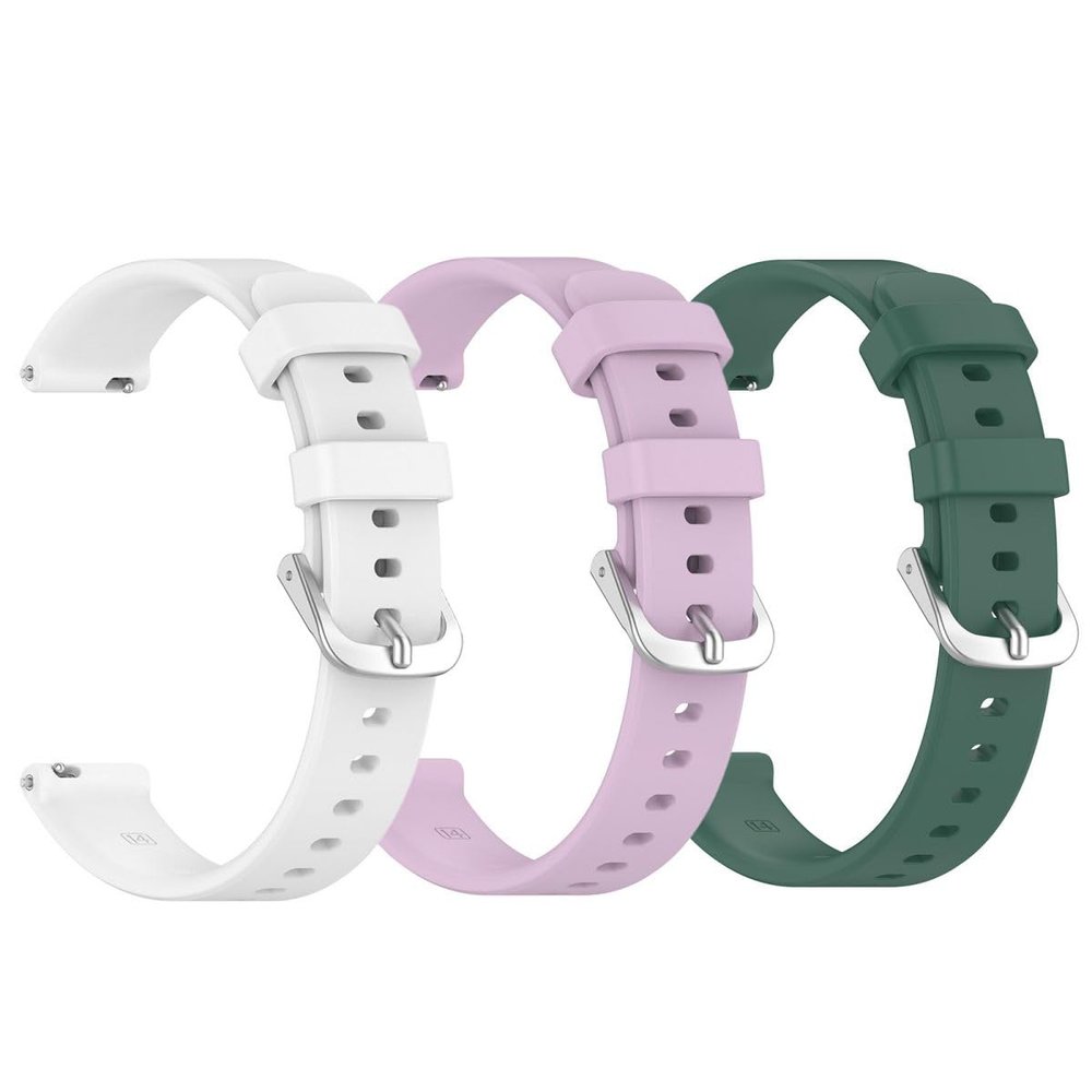 3-Packs Watch Band for Garmin Lily 2, Soft Silicone 14mm Replacement Watch Band Compatible with Garmin Lily 2 (White+Purple+Green)