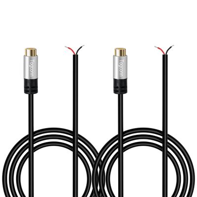 RCA Speaker Cable (2 Pack 20AWG 10 feet), Bare Wire to RCA Female Plug Jack Connector Adapter, Repair Audio Speaker Cords