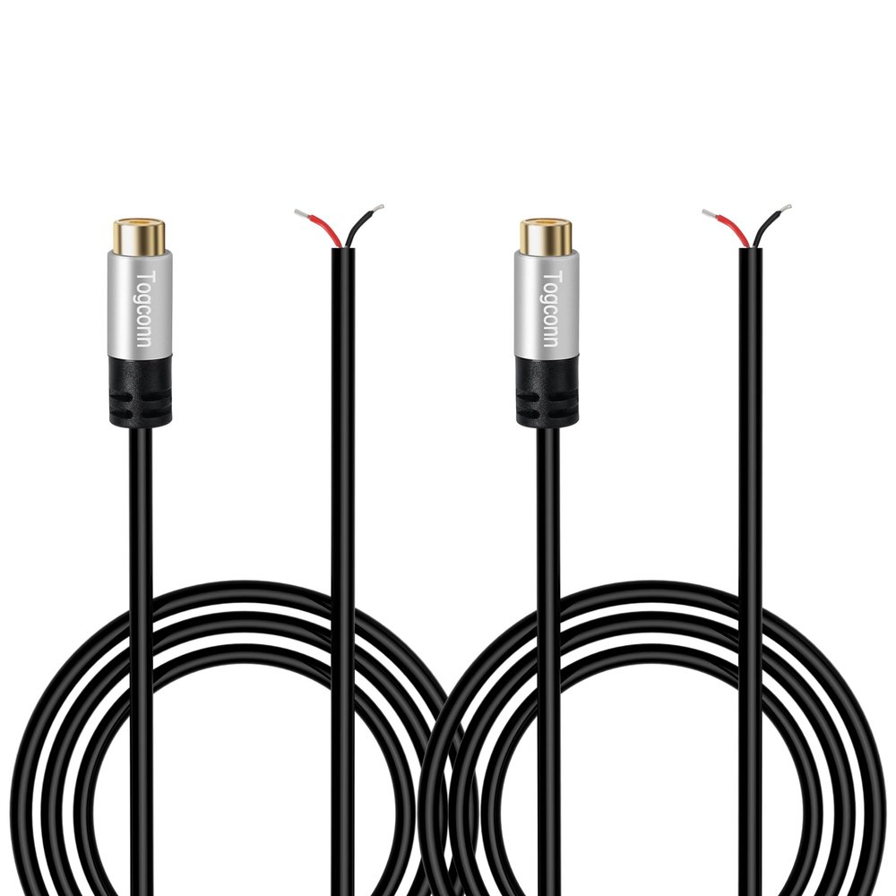 RCA Speaker Cable (2 Pack 20AWG 10 feet), Bare Wire to RCA Female Plug Jack Connector Adapter, Repair Audio Speaker Cords