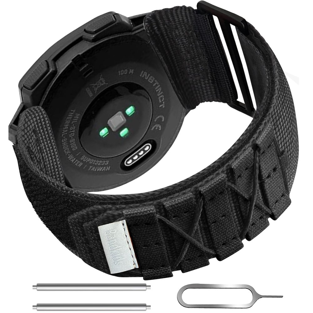 Bandkids 22mm Nylon Military Style Band for Garmin Instinct/Instinct 2 Solar Watch, Sport Loop Replacement Band for Garmin Instinct Tactical/Tide/Esports/Instinct Solar