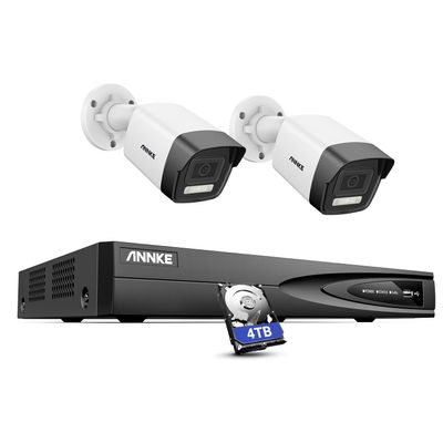 ANNKE 12MP PoE Security Camera System, 8CH NVR, 2pcs 12 Megapixel UHD PoE Surveillance IP Camera with Smart Dual Light, Human&Vehicle Detection, Color Night Vision, 4TB HDD Included
