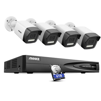 ANNKE 12MP PoE Security Camera System, 8CH NVR, 4X 12 Megapixel UHD PoE Surveillance IP Camera with Human&Vehicle Detection, Smart Dual Light, Color Night Vision, 6TB HDD Included