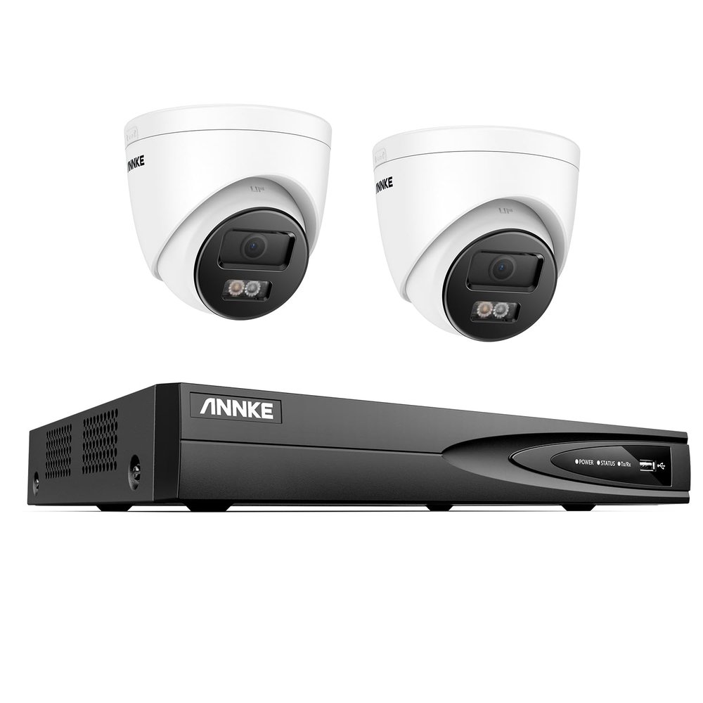 ANNKE 12MP PoE Security Camera System, 8CH NVR, 2pcs 12 Megapixel UHD PoE Surveillance IP Turret Camera with Smart Dual Light, Human&Vehicle Detection, Color Night Vision, No HDD Included