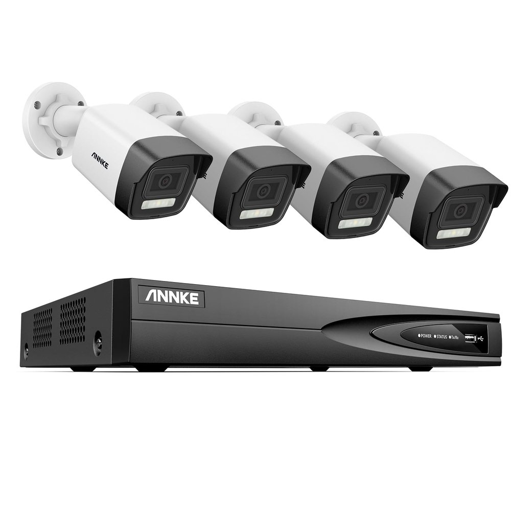ANNKE 12MP PoE Security Camera System, 8CH NVR, 4X 12 Megapixel UHD PoE Surveillance IP Camera with Human&Vehicle Detection, Smart Dual Light, Color Night Vision, No HDD Included