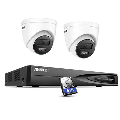 ANNKE 12MP PoE Security Camera System, 8CH NVR, 2pcs 12 Megapixel UHD PoE Surveillance IP Turret Camera with Smart Dual Light, Human&Vehicle Detection, Color Night Vision, 6TB HDD Included