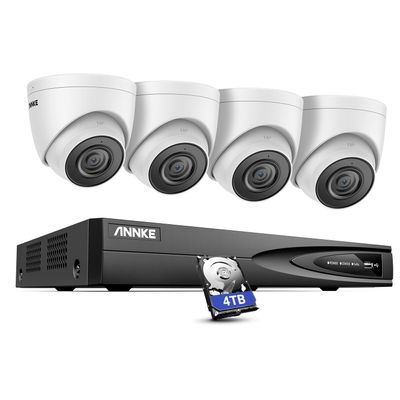 ANNKE 5MP Home Security Camera System, 12MP H.265+ NVR for 24/7 Reocrding, 4pcs 5MP 3K PoE IP Turret Camera Wired, Human&Vehicle Detection, IP67 Waterproof, Color Night Vision, 4TB HDD Included