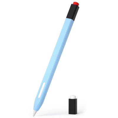 AKABEILA iPencil Case Compatible with Apple Pencil 2nd Gen, Ultra Light Silicone Pen Skin Cover with 2 Nib Covers Protective Skin Case Non-Slip Smooth Grip Holder Retro Sky Blue