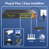 18 Ports PoE Switch, 16 Gigabit PoE+Switch with 2 Gigabit Uplink, 1000 Mbps, Fanless Silent Operation, 250W, 802.3 af/at, Unmanaged, 19''Rackmount, Qos, Suitable for POE Camera System, AP, WiFi view 4