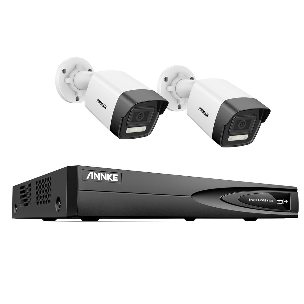 ANNKE 12MP PoE Security Camera System, 8CH NVR, 2pcs 12 Megapixel UHD PoE Surveillance IP Camera with Smart Dual Light, Human&Vehicle Detection, Color Night Vision, No HDD Included