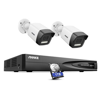 ANNKE 12MP PoE Security Camera System, 8CH NVR, 2pcs 12 Megapixel UHD PoE Surveillance IP Camera with Smart Dual Light, Human&Vehicle Detection, Color Night Vision, 1TB HDD Included