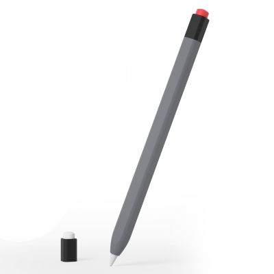 AKABEILA iPencil Case Compatible with Apple Pencil 1st Gen, Ultra Light Silicone Pen Skin Cover with 2 Nib Covers Protective Skin Case Non-Slip Smooth Grip Holder Retro Business Gray