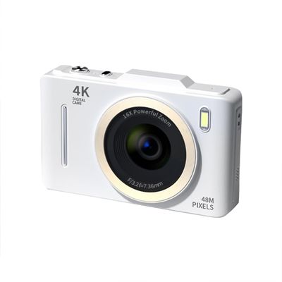 Andoer Compact Digital Camera, 4K 48MP Photo Camera 2.8 Inch Digital Camera AF Auto Focus with 16X Zoom, Rechargeable Camera for Kids, Beginners, Adults, White/Dark Grey Heather