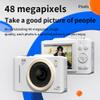 Andoer Compact Digital Camera, 4K 48MP Photo Camera 2.8 Inch Digital Camera AF Auto Focus with 16X Zoom, Rechargeable Camera for Kids, Beginners, Adults, White/Dark Grey Heather view 3
