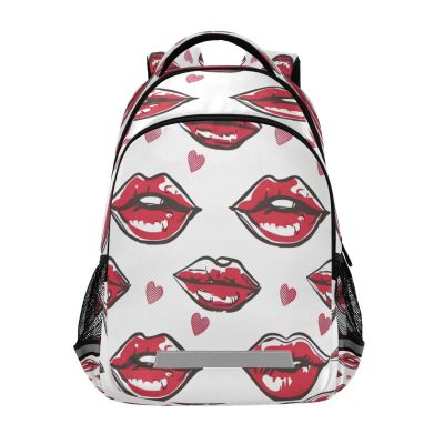 ALAZA Graphics Red Lips Lips on White Background Backpacks Travel Laptop Daypack School Book Bag for Men Women Teens Kids