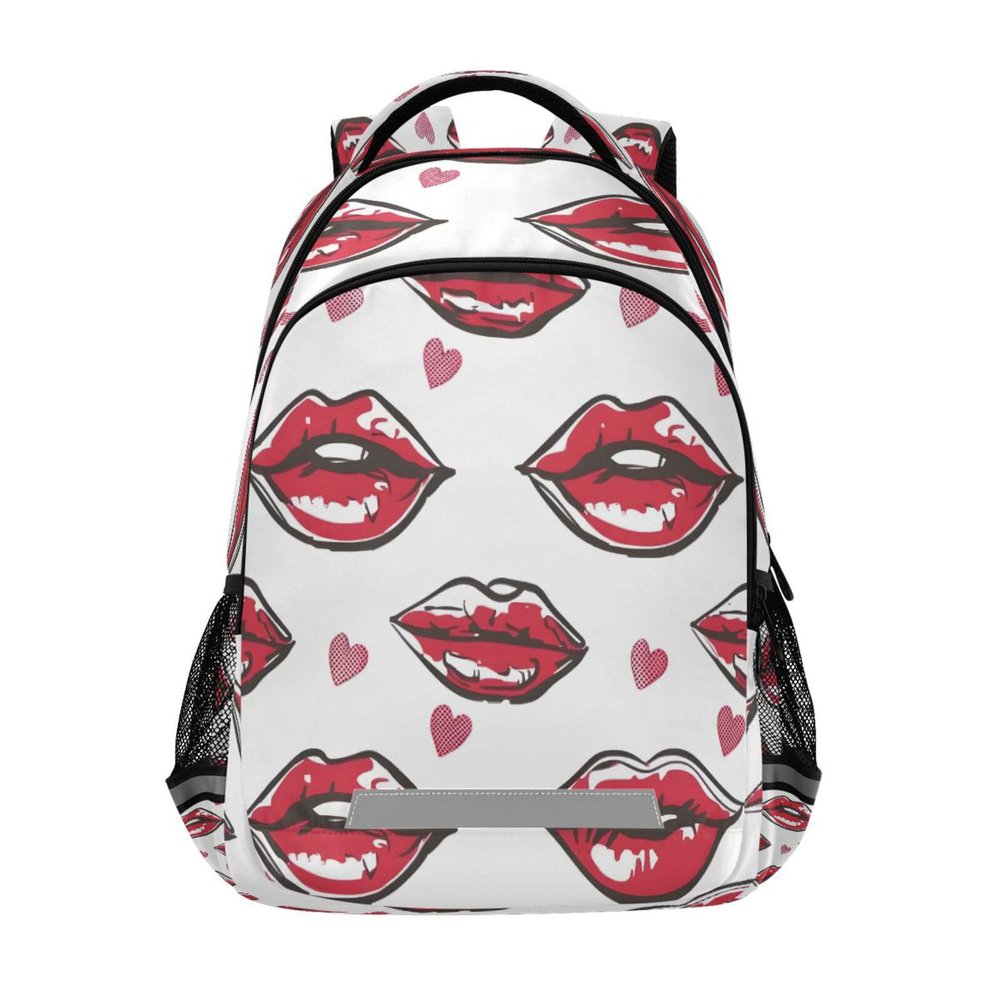 ALAZA Graphics Red Lips Lips on White Background Backpacks Travel Laptop Daypack School Book Bag for Men Women Teens Kids