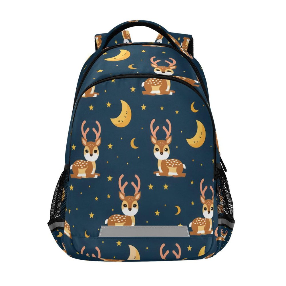 ALAZA Deer Night Background and Moon Stars Backpacks Travel Laptop Daypack School Book Bag for Men Women Teens Kids