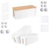 Cable Management Box - White Wooden Style Large Cord Organizer Box to Hide Wires & 2 Pack Large & Medium Cable Organizer Box with 17 PCS Cable Management Set view 1