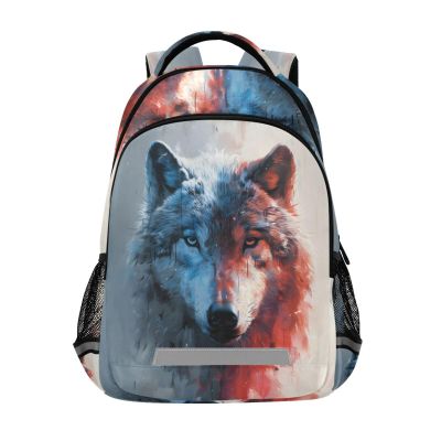 ALAZA Illustration Wolf Brothers Light Pink and Blue Joel Robiso Backpacks Travel Laptop Daypack School Book Bag for Men Women Teens Kids