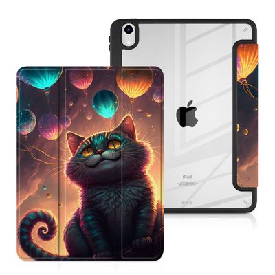Batianda Case for iPad Air 13 inch 2025 M3 2024 M2 Chip Model A2898/A2899 [Built-in Pencil Holder] Shockproof Cover with Clear Transparent Back Shell Soft TPU Bumper,Auto Sleep/Wake, Cheshire Cat