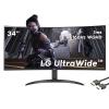 LG 34 UltraWide Curved Monitor, 21:9 WQHD (3440x1440) IPS Display, 160Hz, 1ms, sRGB 99% Color Gamut and HDR 10, AMD FreeSync Premium and 3-Side Virtually Borderless Screen, with MTC HDMI Cable view 1